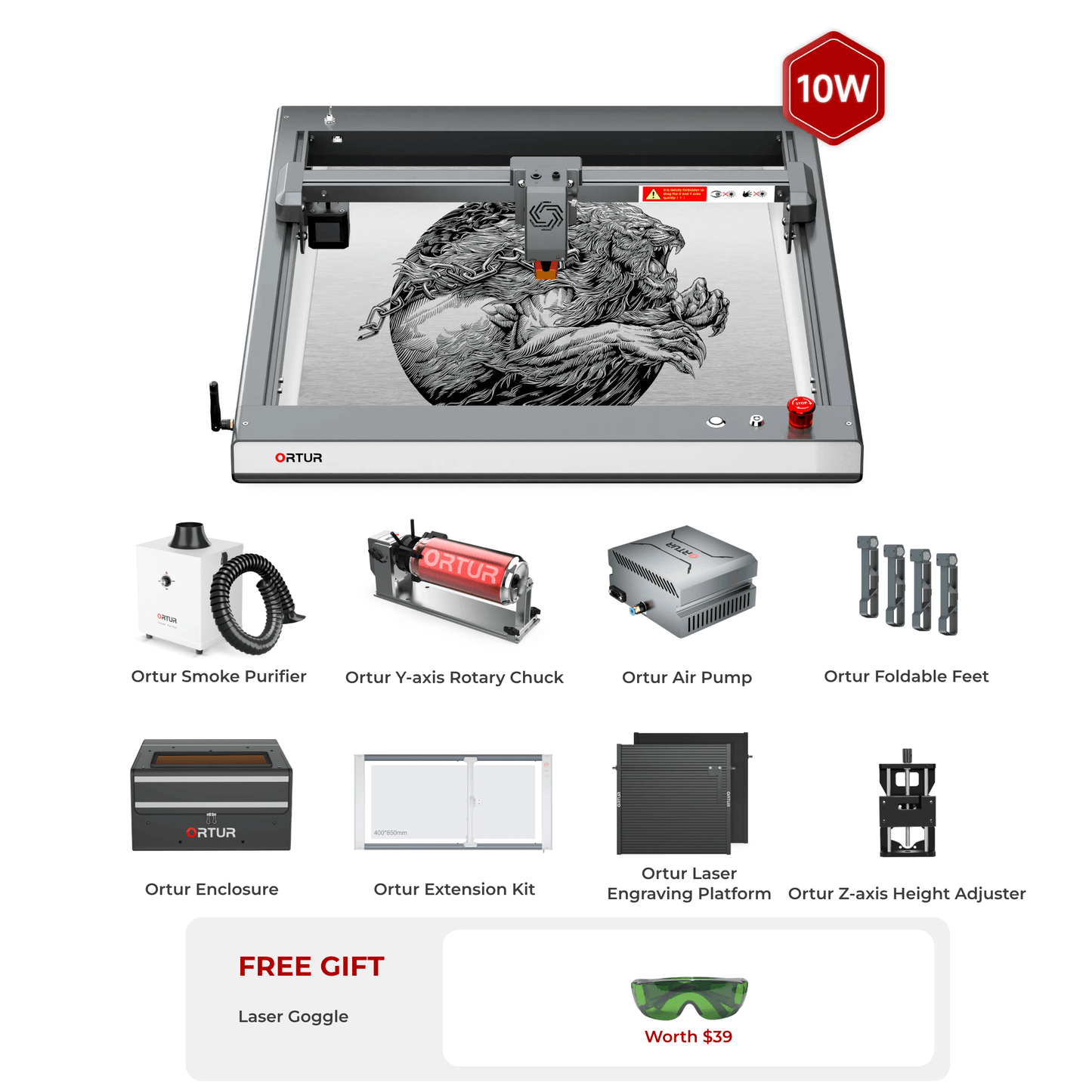 Ortur Laser Master 3 (LM3) Laser Engraving & Cutting Machine 10W OLM3 All-in-One Bundle