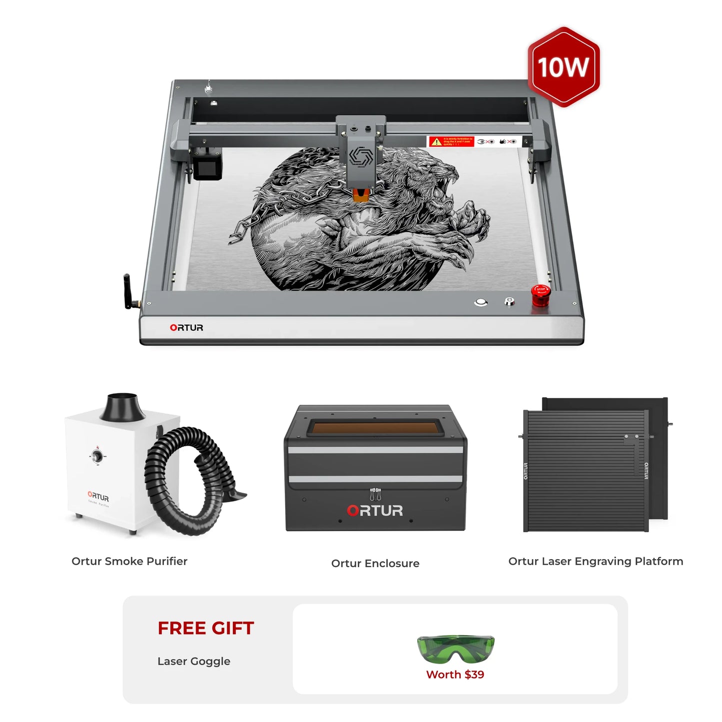 Ortur Laser Master 3 (LM3) Laser Engraving & Cutting Machine 10W OLM3 CleanAir Bundle